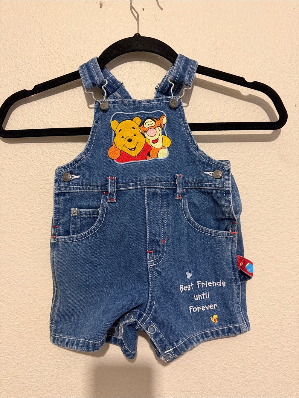 Vintage 90’s Winnie the Pooh Denim Shortalls Overalls Unisex Tiger Y2K